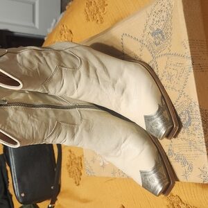 Free People Cream and Silver Ankle Booties